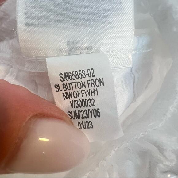 Gap Ruffle Hem Eyelet Maxi Dress White sz S *TALL* Button Front 100% Cotton - Picture 5 of 11